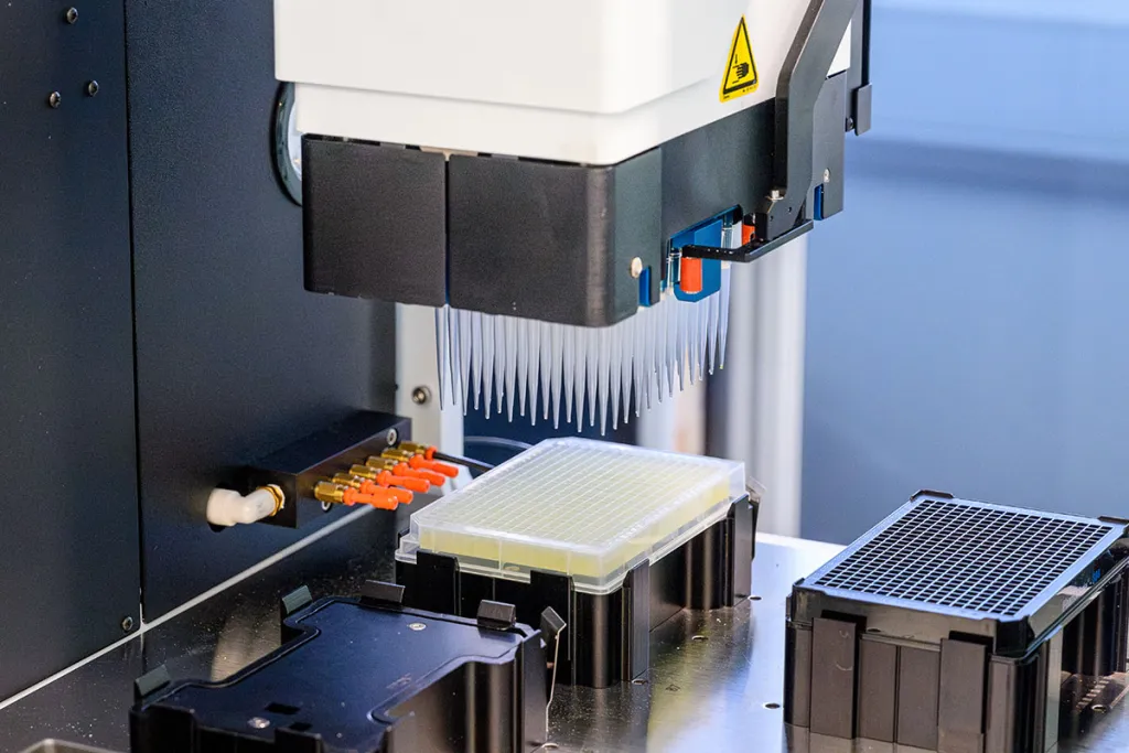 Machine in laboratory processing samples.