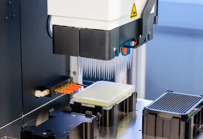 Close up of scientific lab equipment.