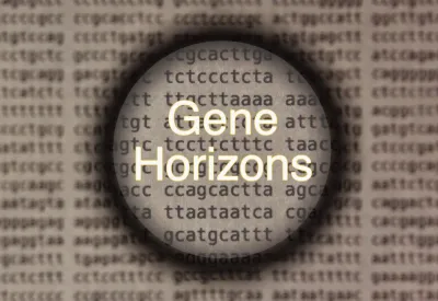 Screenshot of opening sequence of film, reading Gene Horizons.