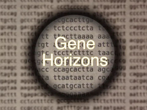Screenshot of opening sequence of film, reading Gene Horizons.