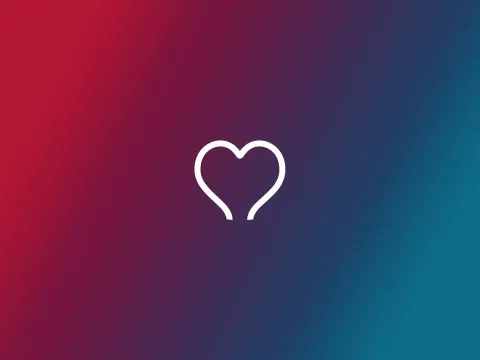 Heart icon on gradient background.